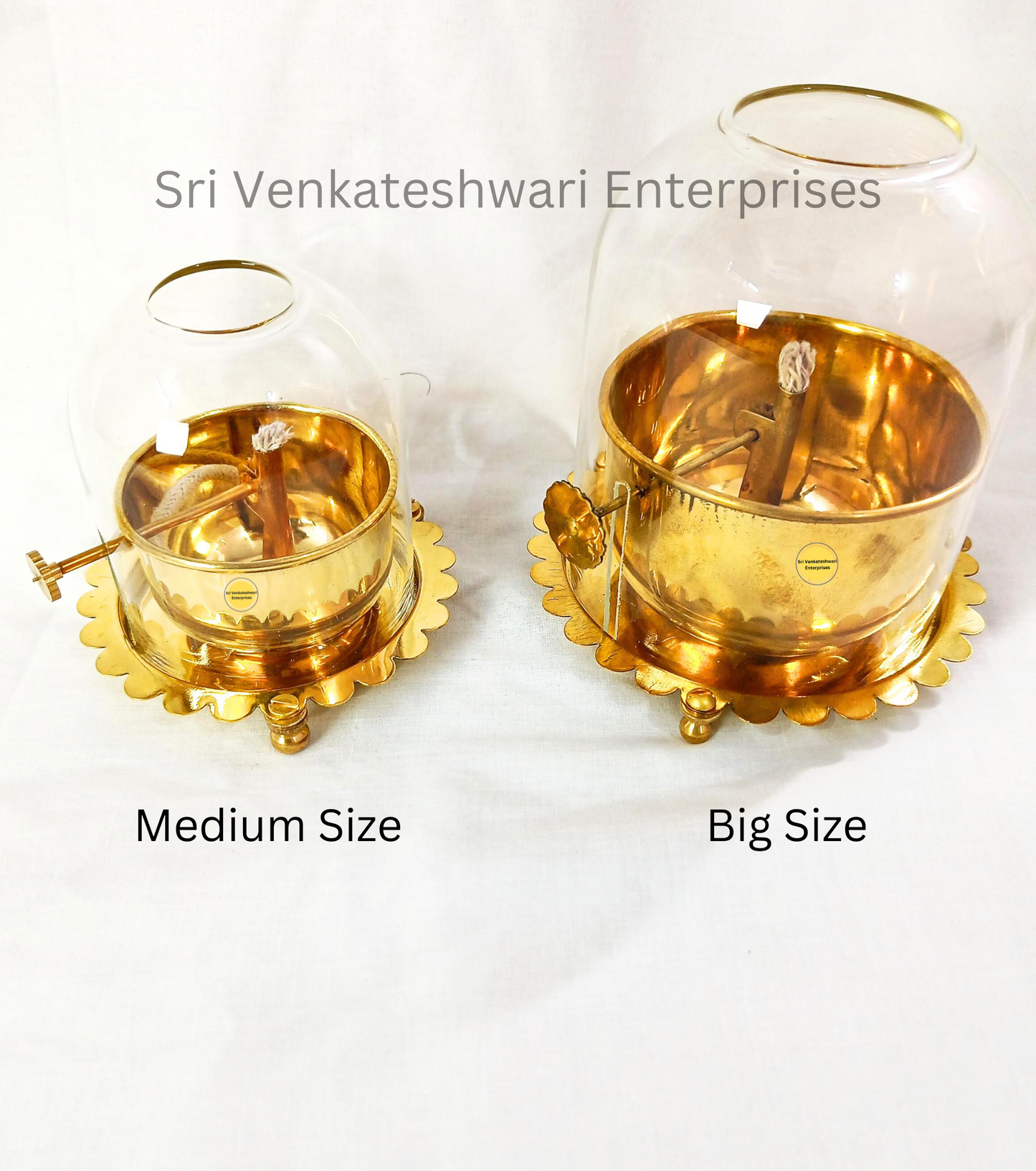 Glass Vilakku With Thiri Adjustable Nob