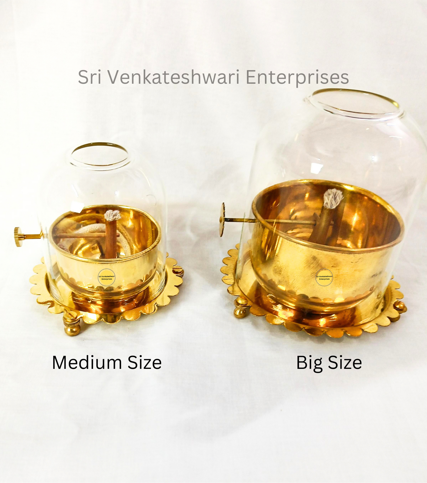 Glass Vilakku With Thiri Adjustable Nob
