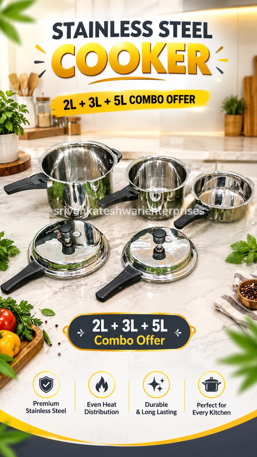 SS Cooker 2L + 3L + 5L Combo Offer