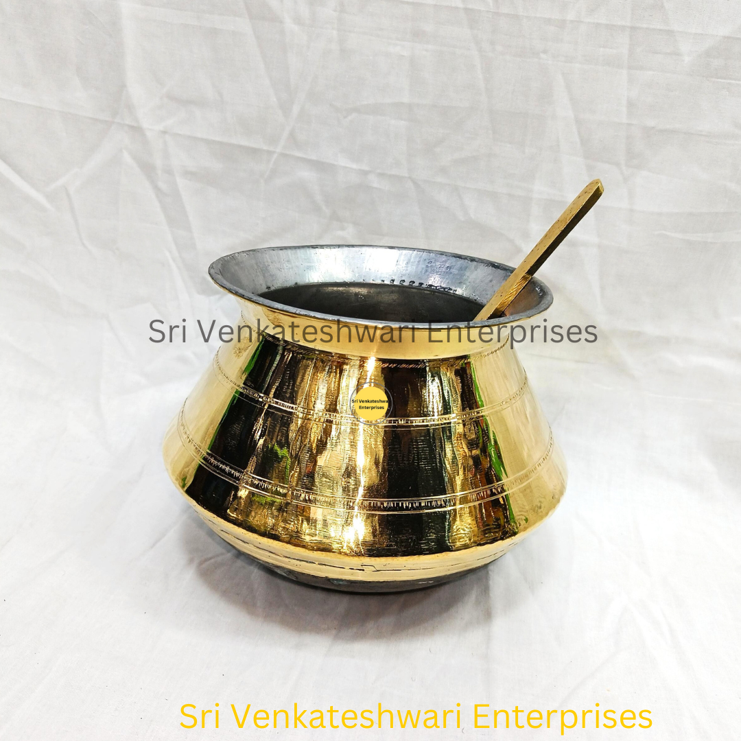 Brass Pongal Pot With Laddle (Duo Set)