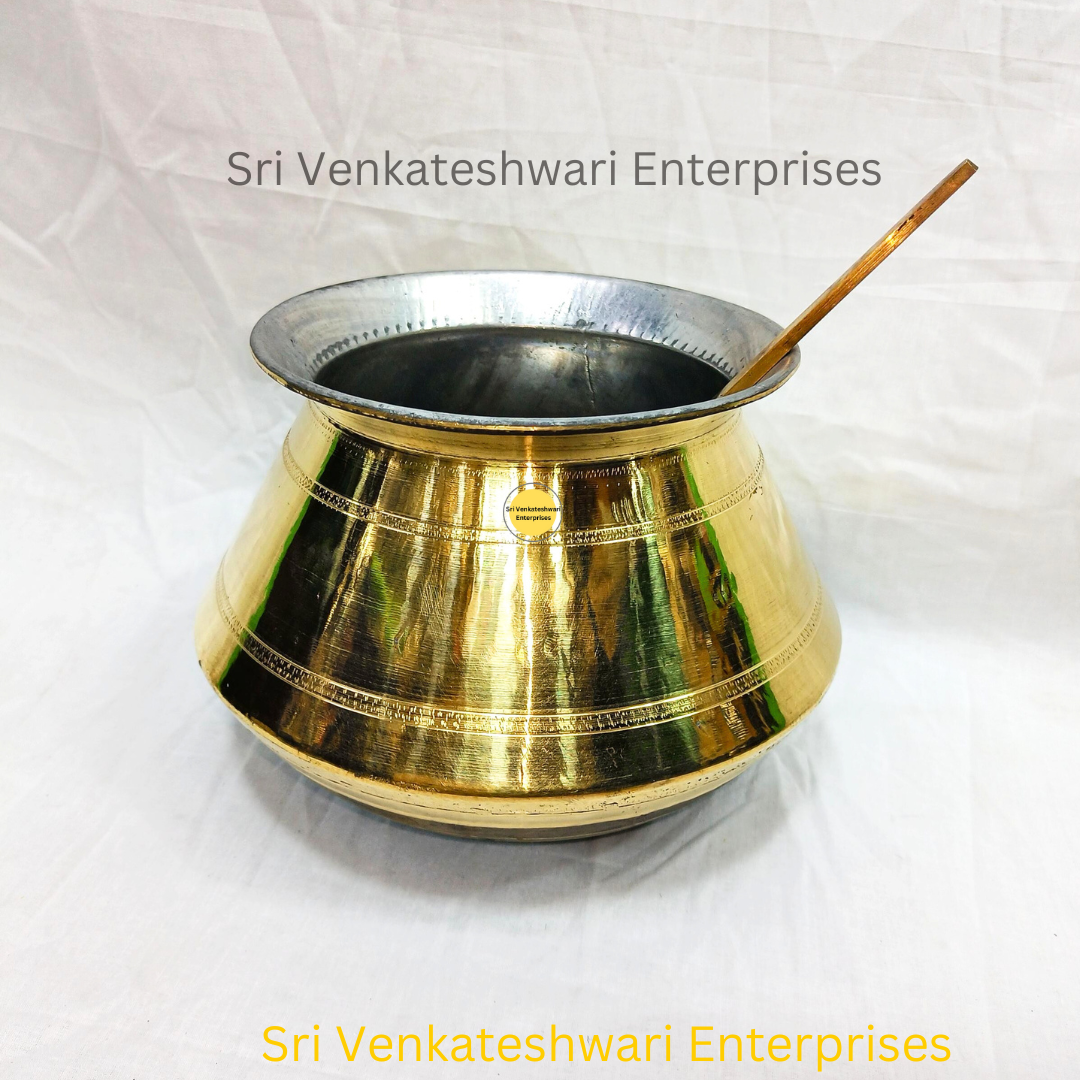 Brass Pongal Pot With Laddle (Duo Set)