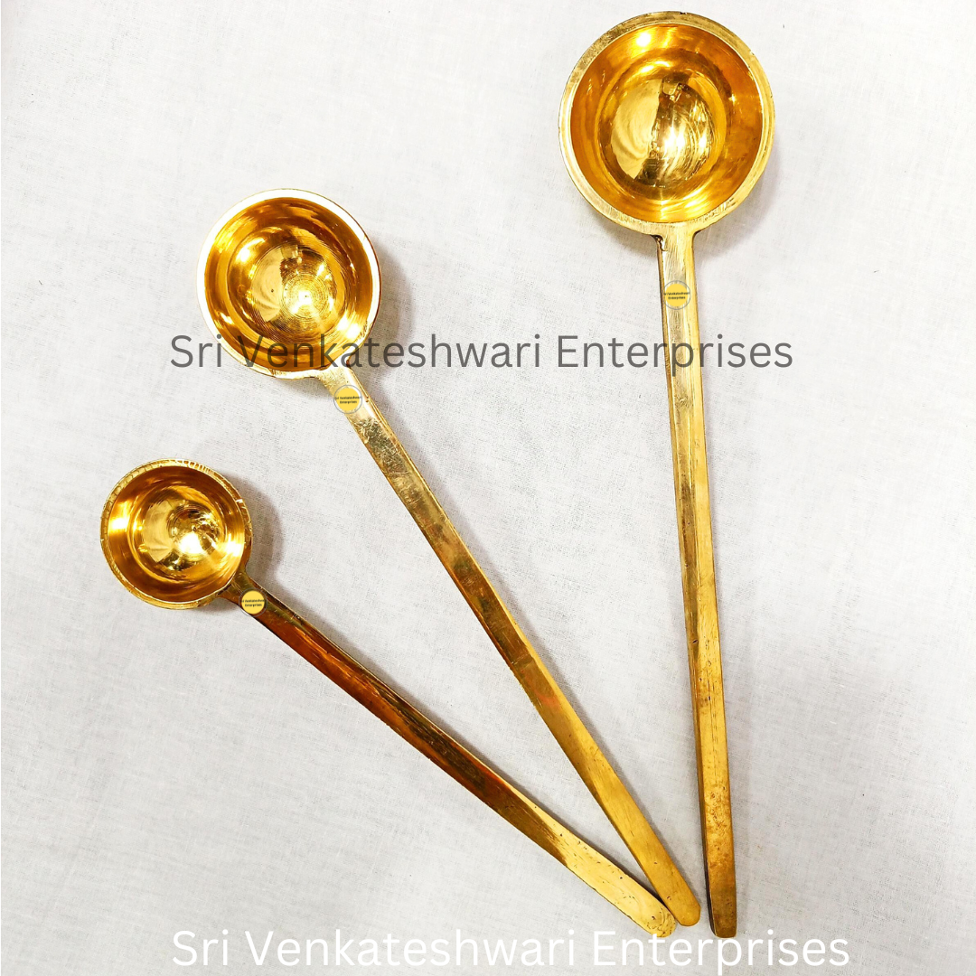 Brass Pongal Uruli Pot With Laddle (Duo Set)