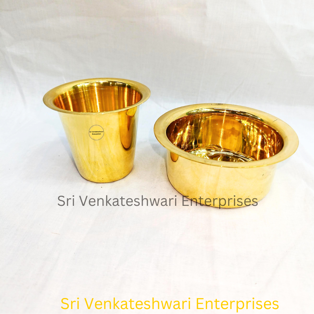 Brass Traditional Coffee Filter With Coffee Dabara Set ( Duo Set)