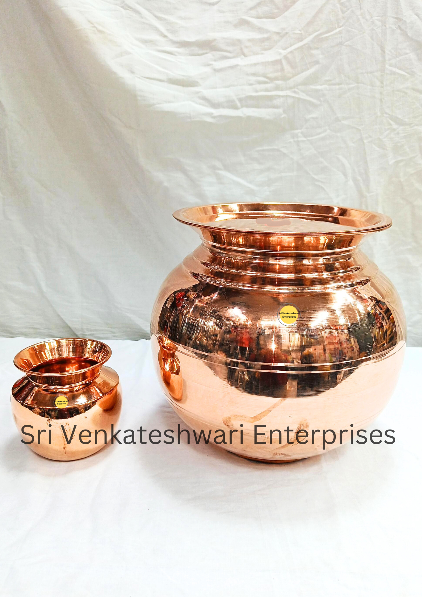 Copper Water Storage Uruli Pot Combo Offer (Copper Pot + Copper Lid + Copper Chombu)
