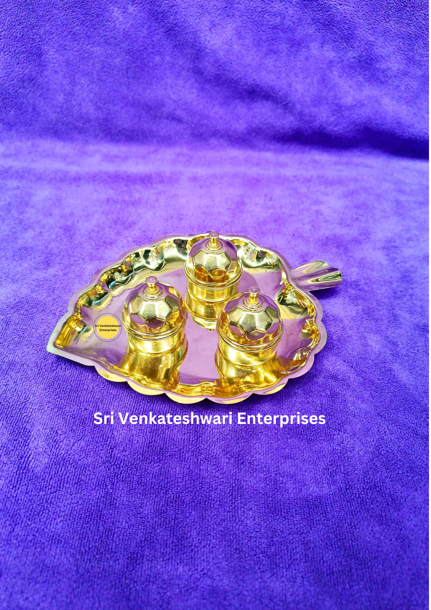Brass 3 in 1 KumKumam Chimil
