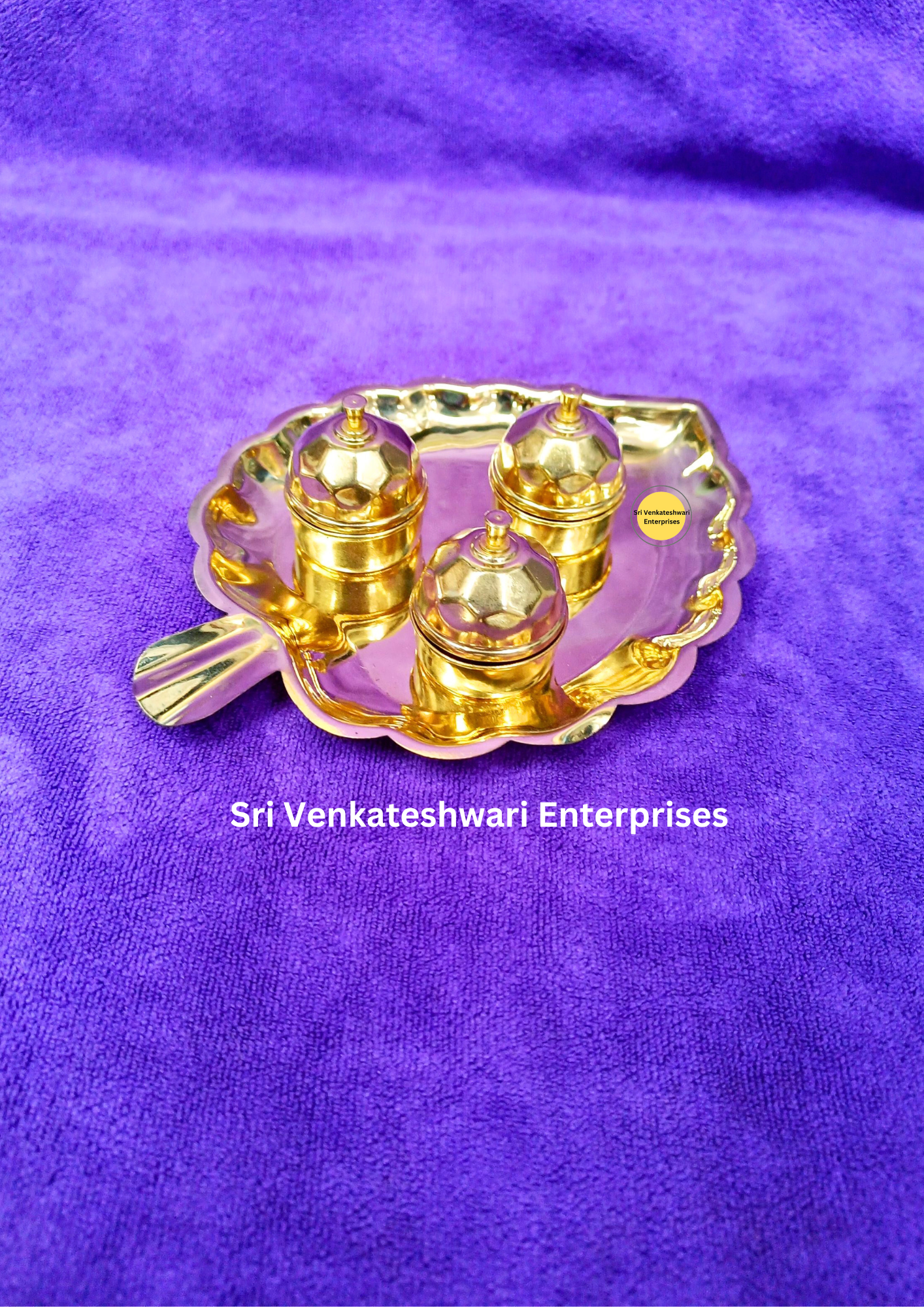 Brass 3 in 1 KumKumam Chimil