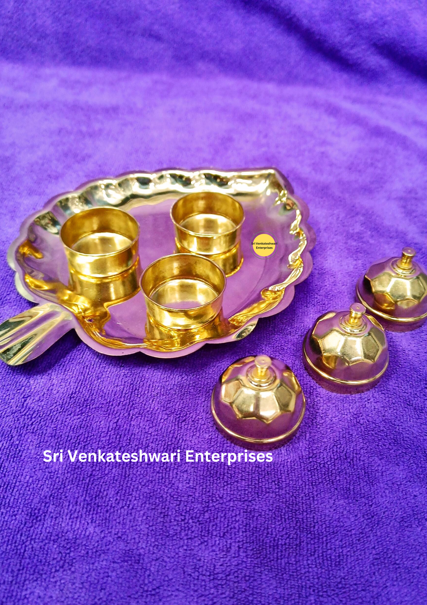 Brass 3 in 1 KumKumam Chimil