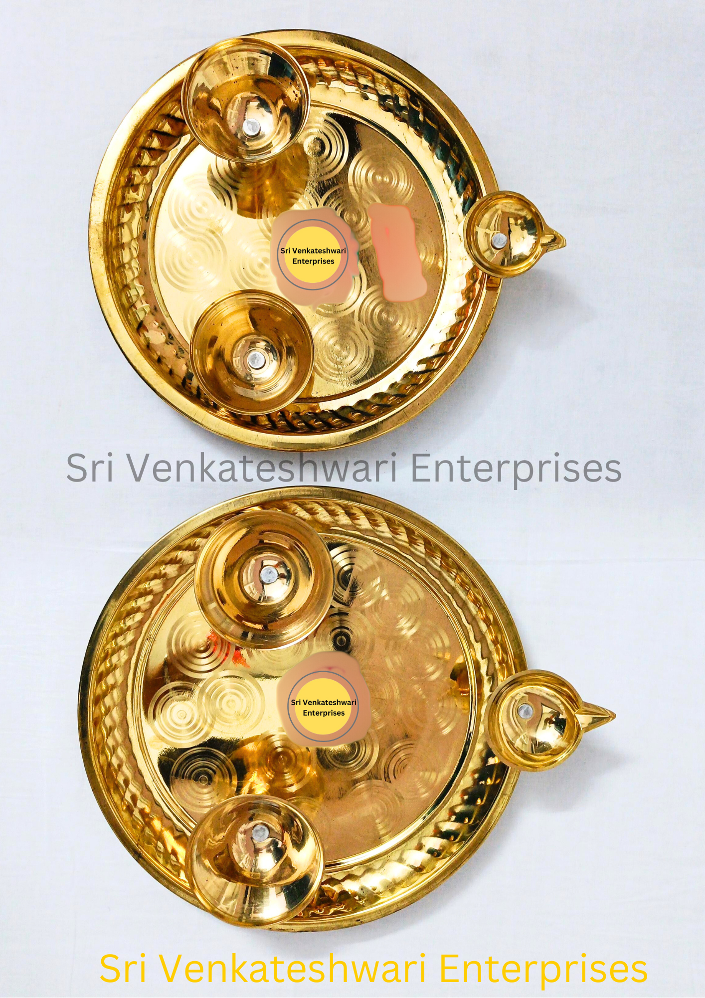 Brass Pooja Plate With Cups