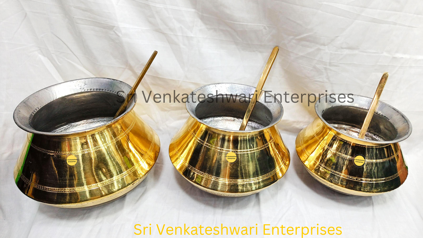 Brass Pongal Pot With Laddle (Duo Set)