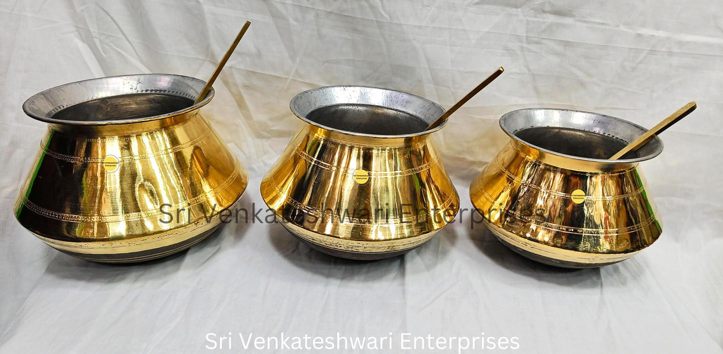 Brass Pongal Pot With Laddle (Duo Set)