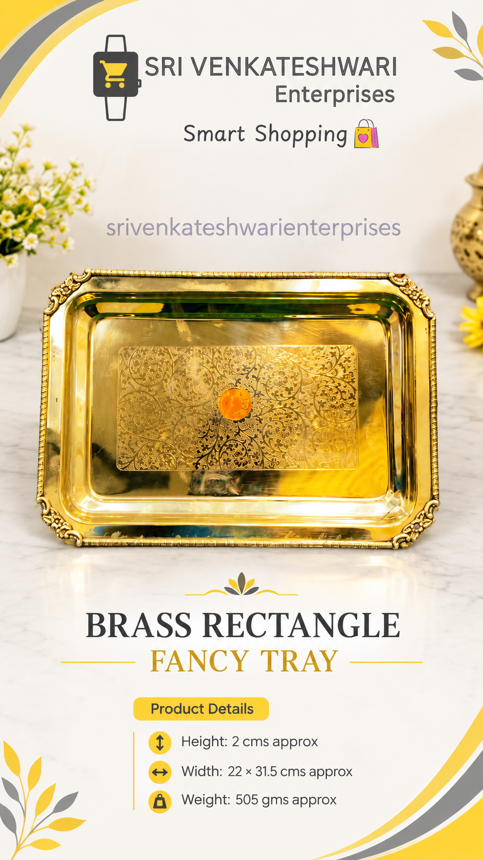 Brass Fancy Rectangle Tray