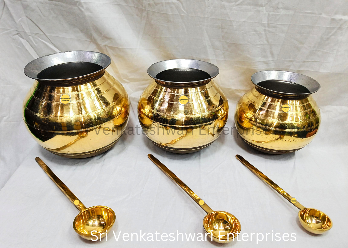 Brass Pongal Uruli Pot With Laddle (Duo Set)