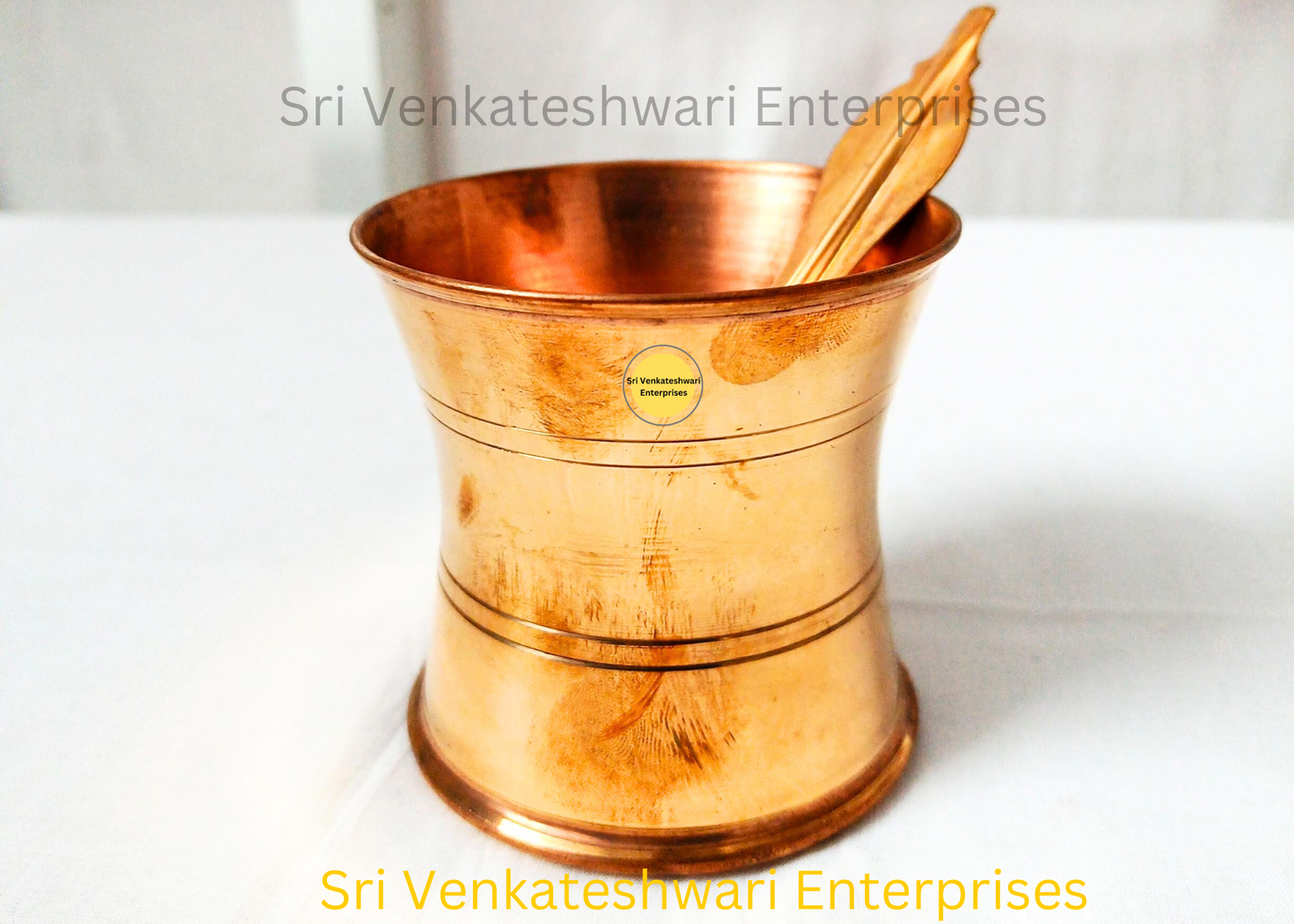 Copper Pancha Paathiram And Uthirani Set