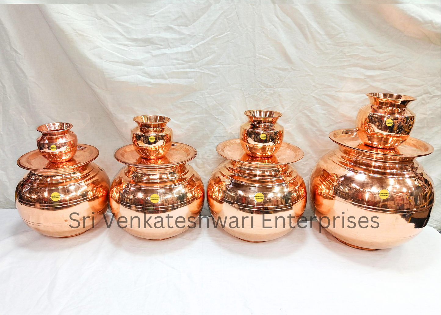 Copper Water Storage Uruli Pot Combo Offer (Copper Pot + Copper Lid + Copper Chombu)