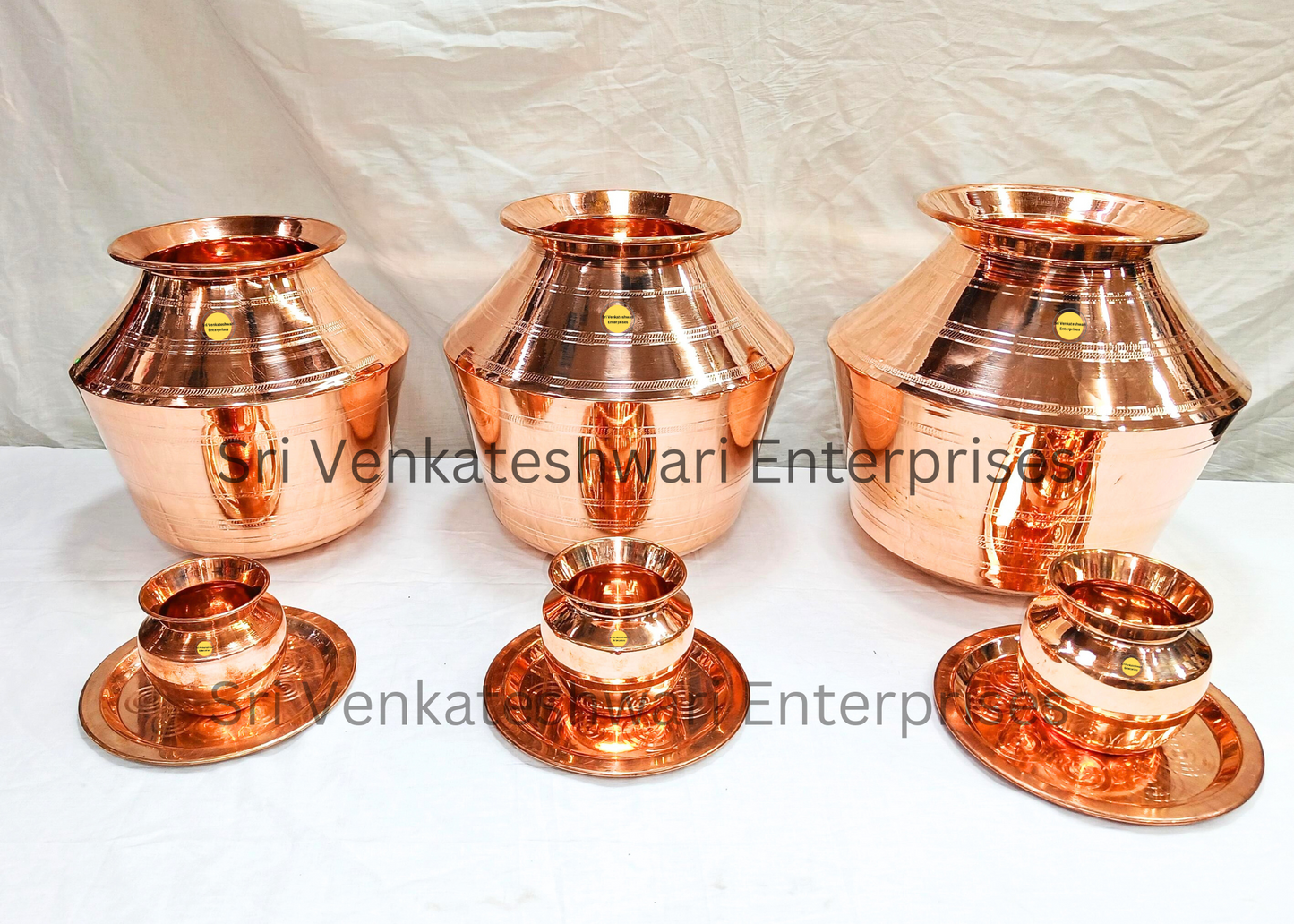 Copper Water Storage Paanai Pot Combo Offer (Pot + Plate + Chombu)