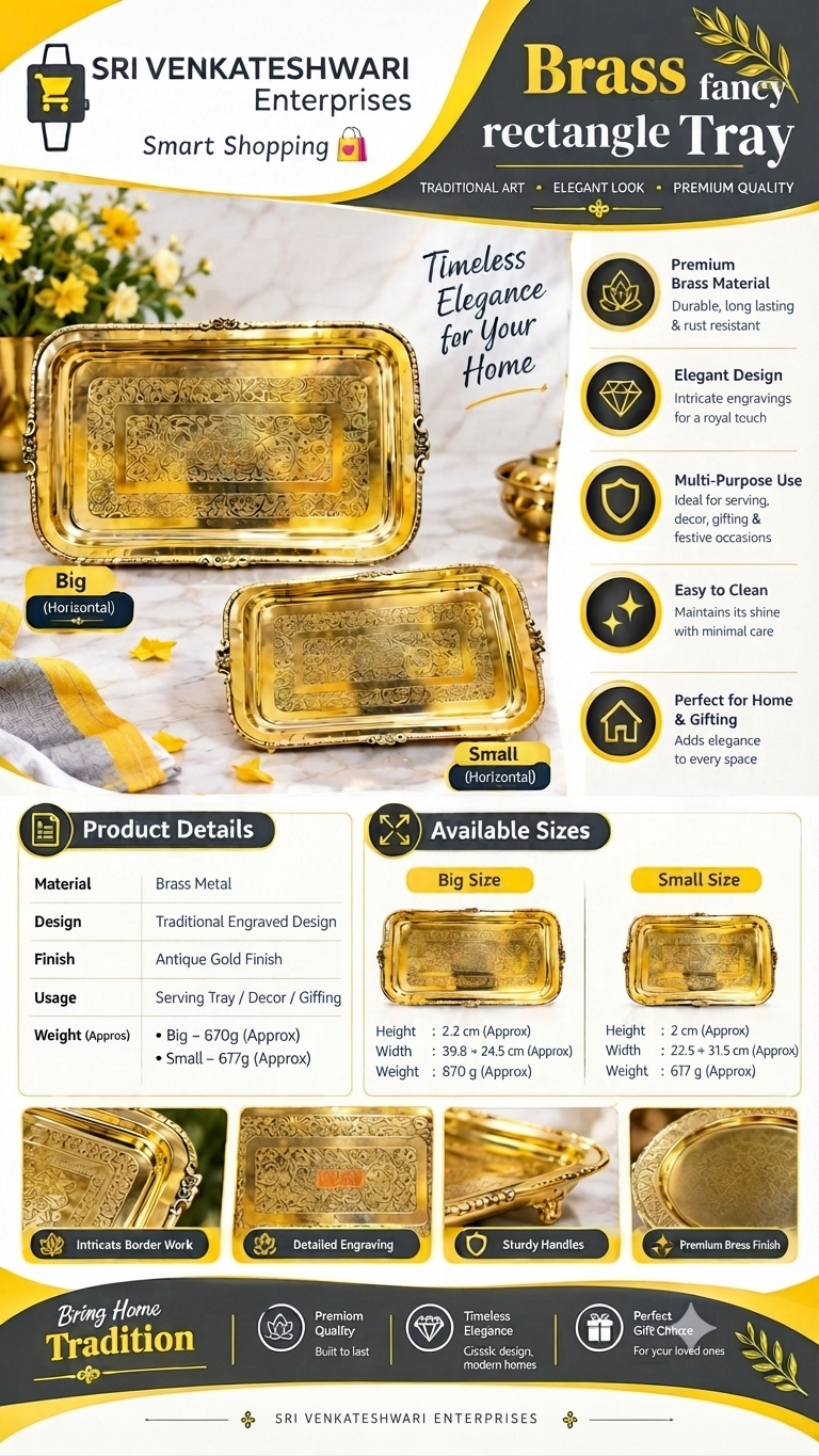 Brass Fancy Rectangle Tray