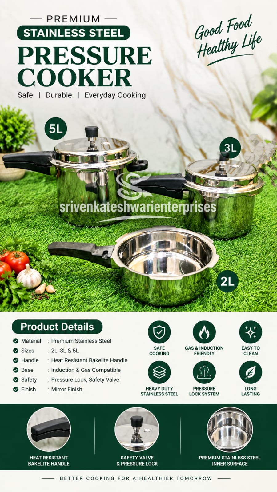 SS Cooker 2L + 3L + 5L Combo Offer