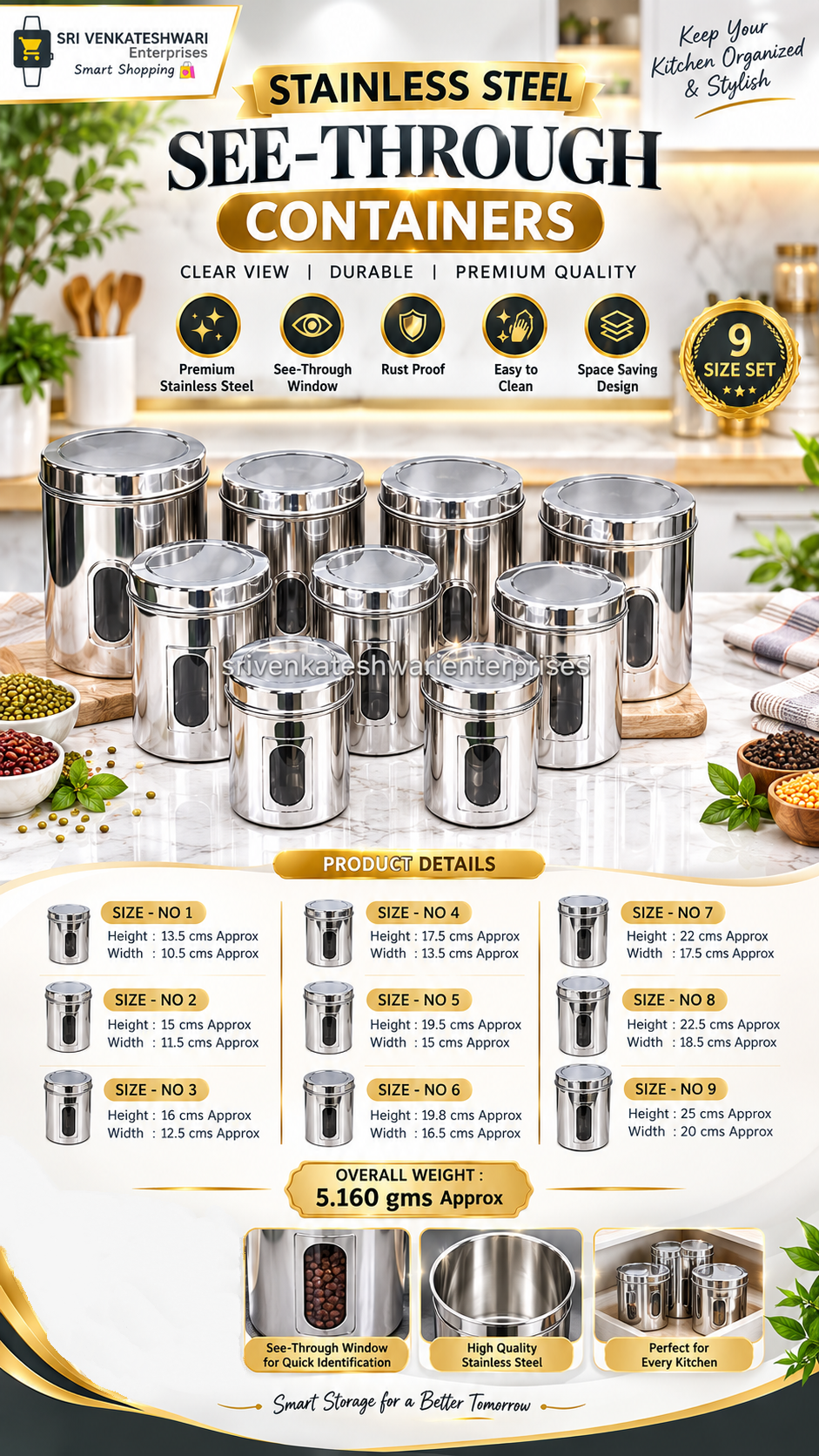 Stainless Steel Seethrough Containers