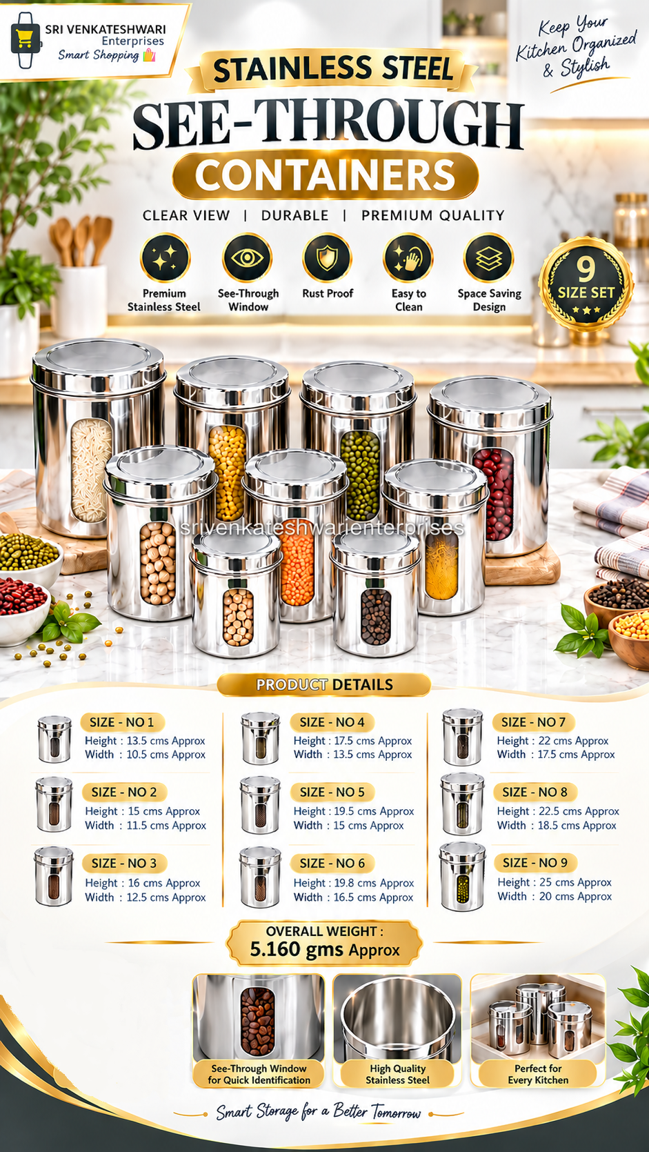Stainless Steel Seethrough Containers