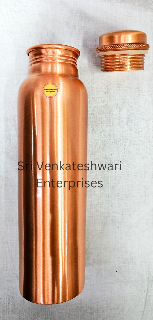 Copper Water Bottle Plain (Lacquer Coated)