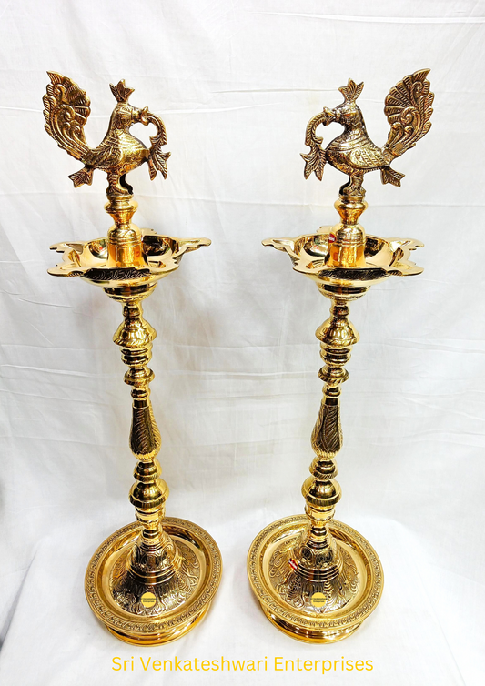 Brass Kuthu Vilakku Nagas With Annam