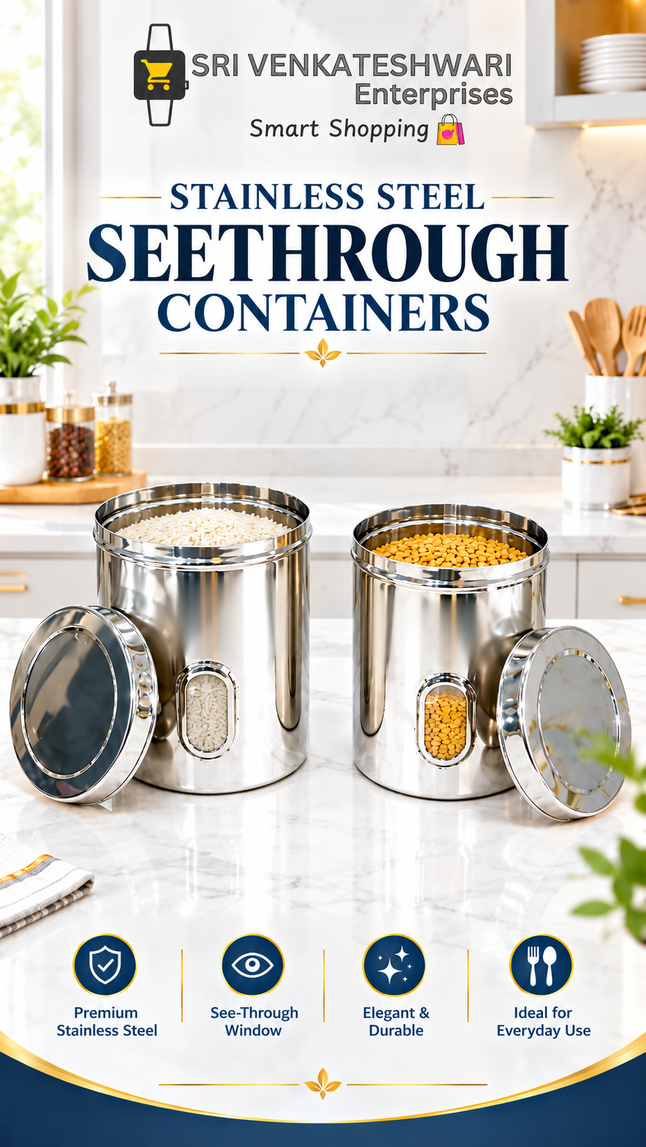 Stainless Steel Seethrough Containers