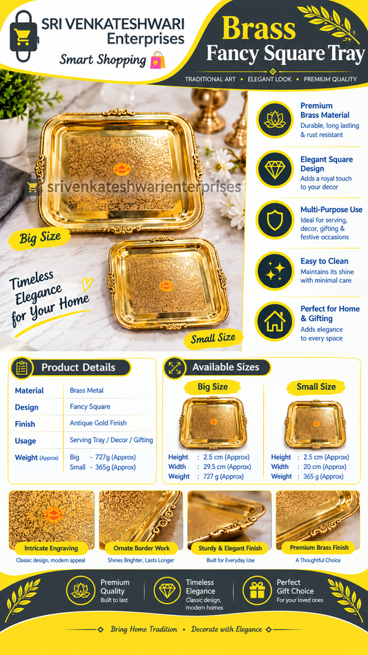 Brass Fancy Square Tray