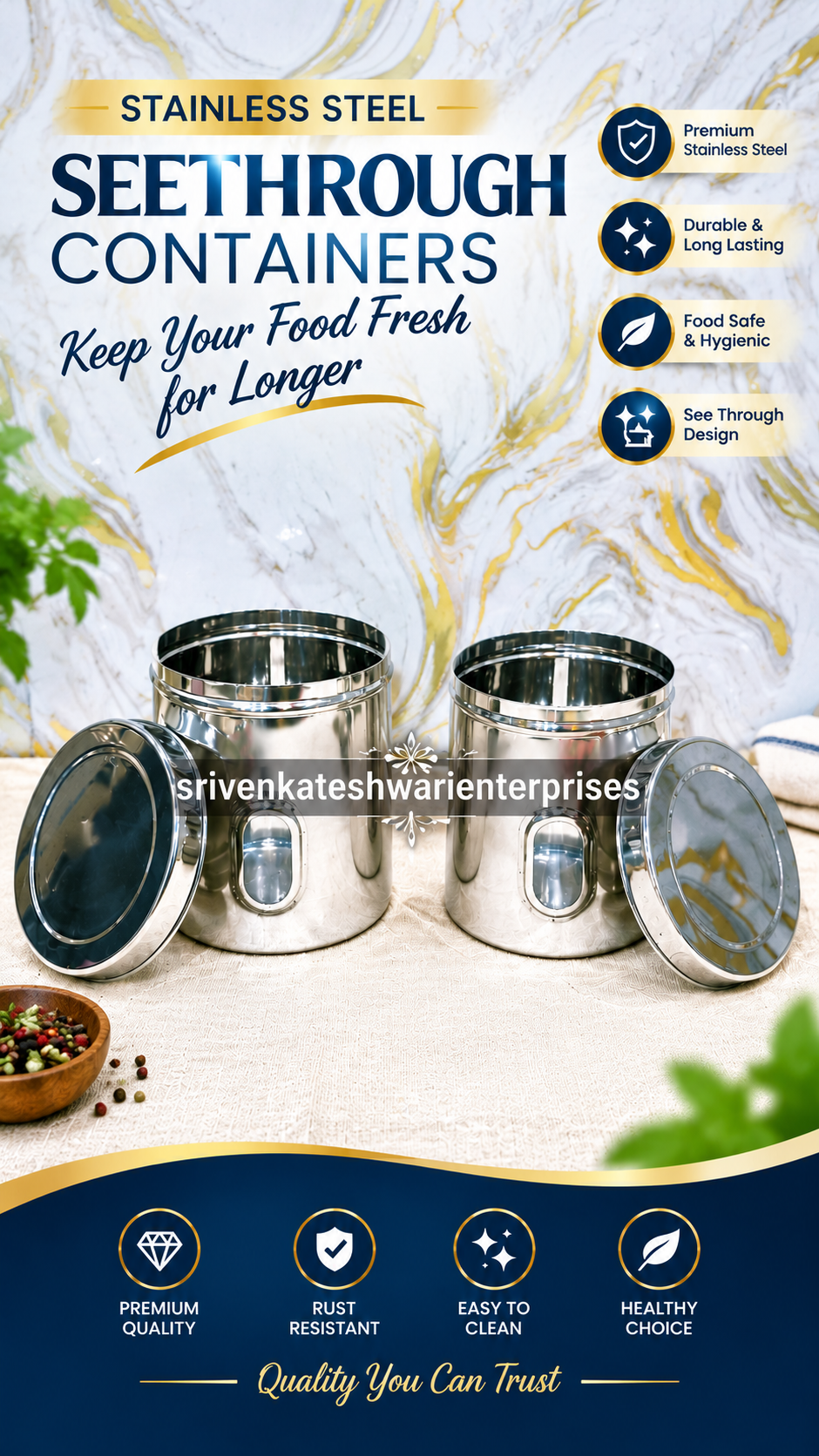 Stainless Steel Seethrough Containers