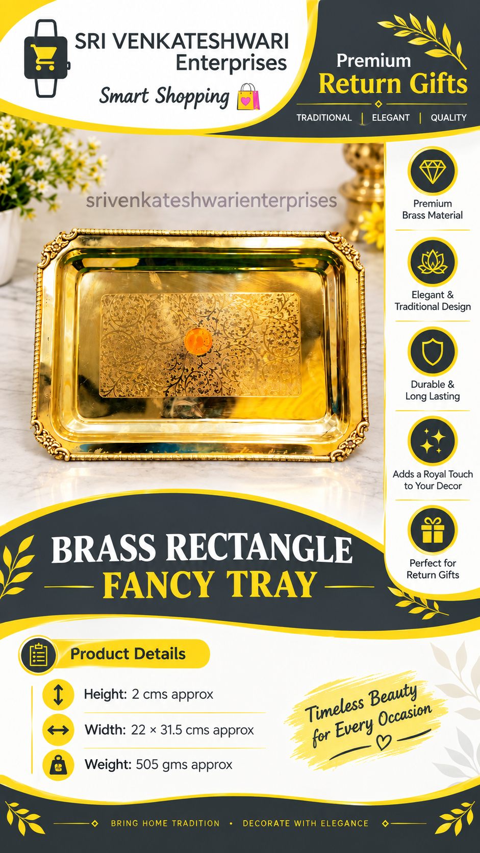 Brass Fancy Rectangle Tray