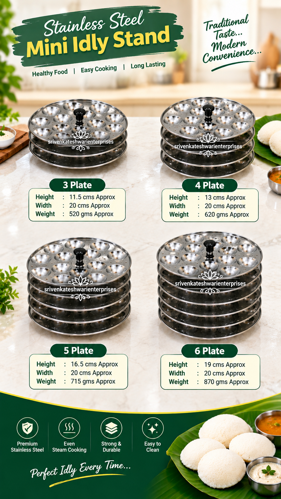 Stainless Steel Mini Idly Stand