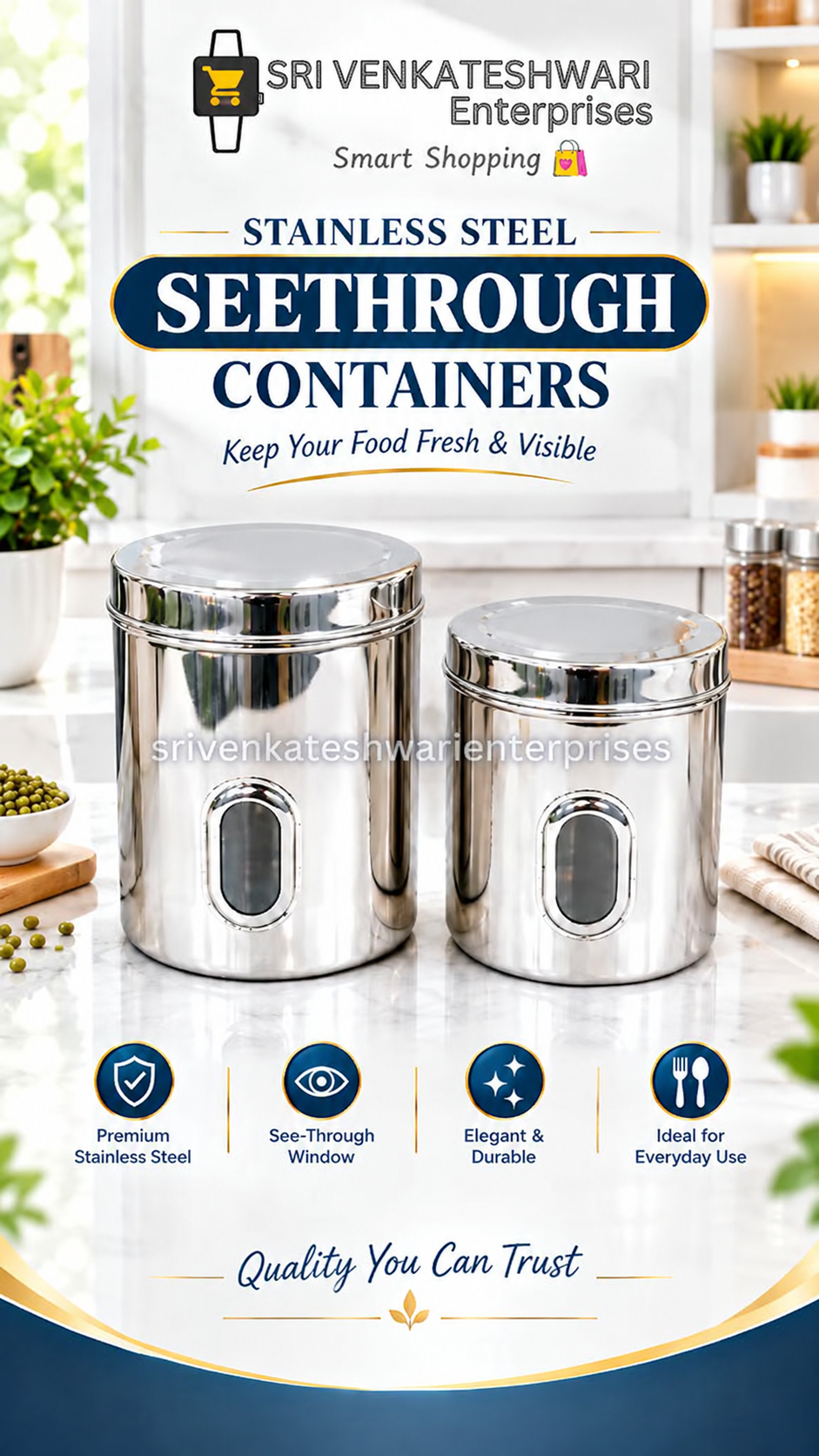 Stainless Steel Seethrough Containers