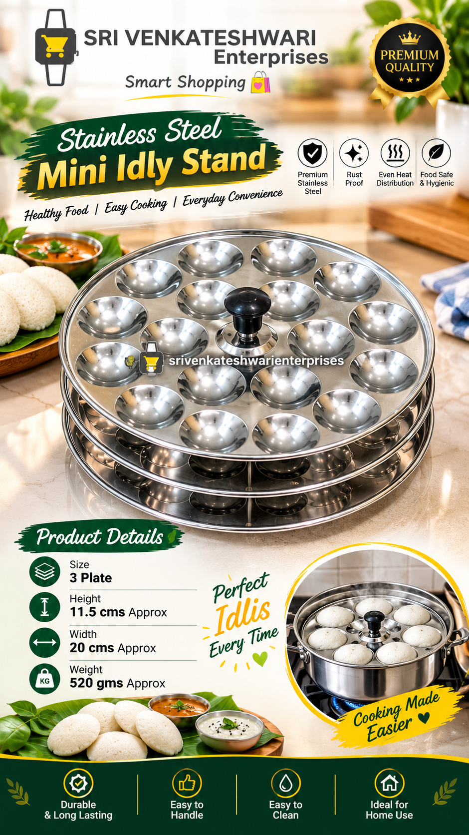 Stainless Steel Mini Idly Stand