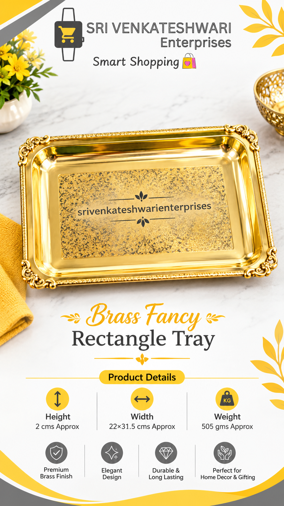 Brass Fancy Rectangle Tray