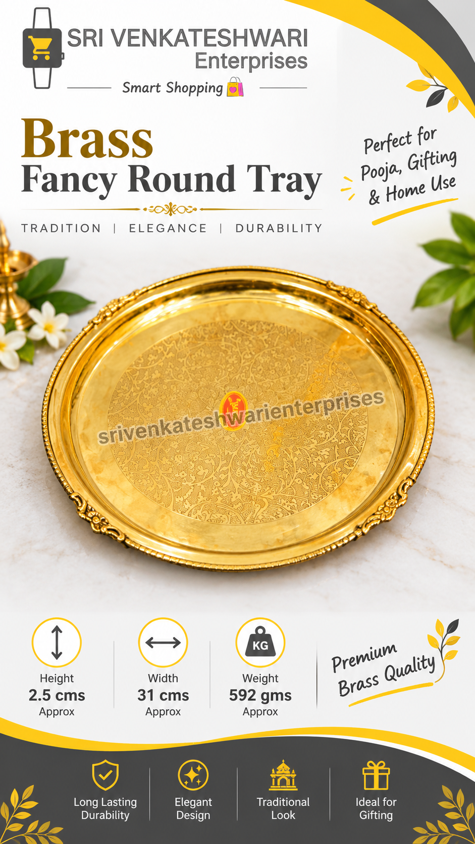 Brass Fancy Round Tray