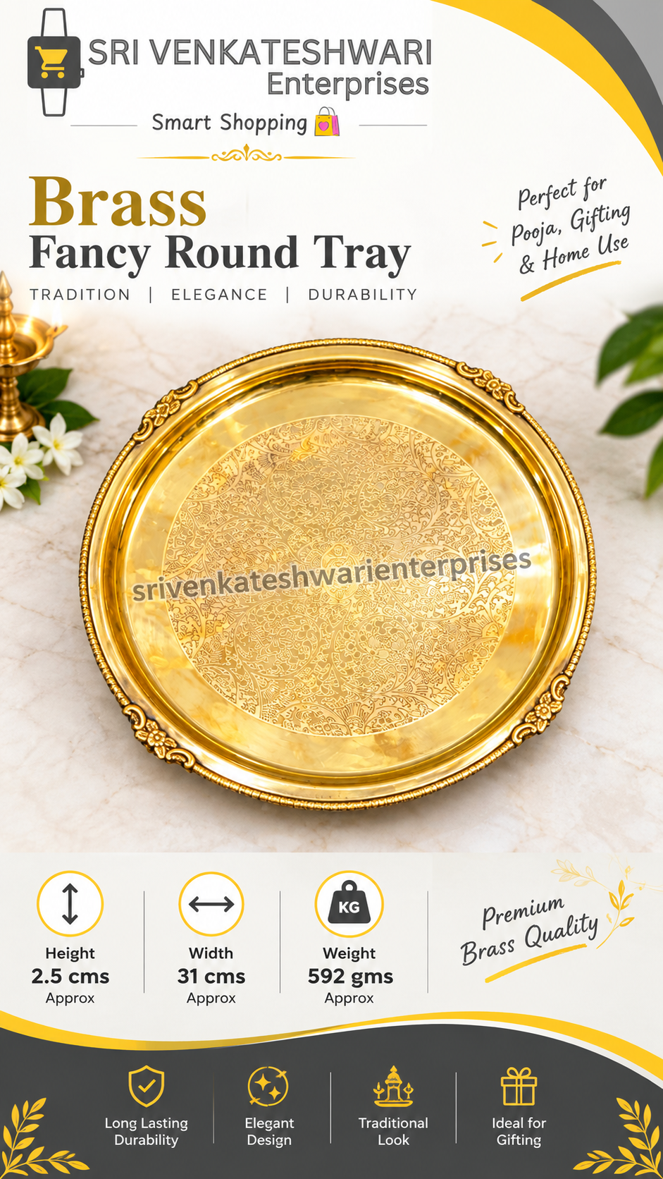 Brass Fancy Round Tray