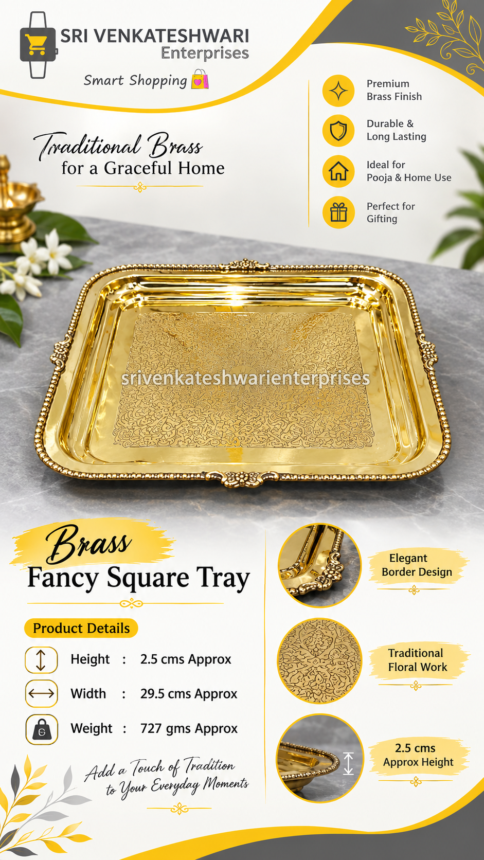 Brass Fancy Square Tray
