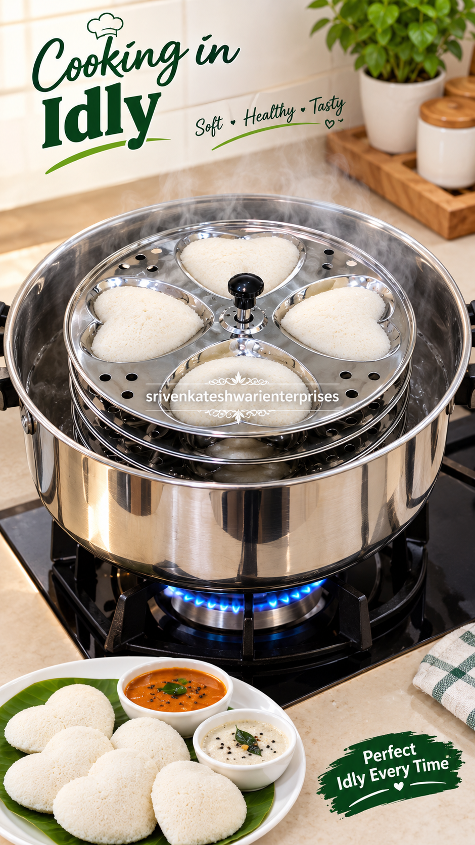 Stainless Steel Heart Idly Stand
