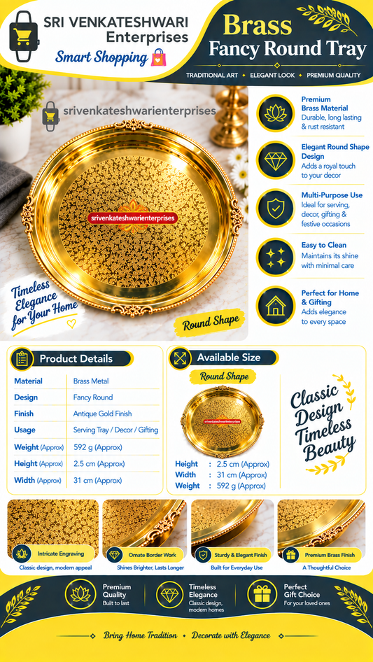 Brass Fancy Round Tray