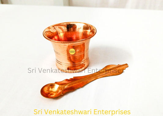 Copper Pancha Paathiram And Uthirani Set