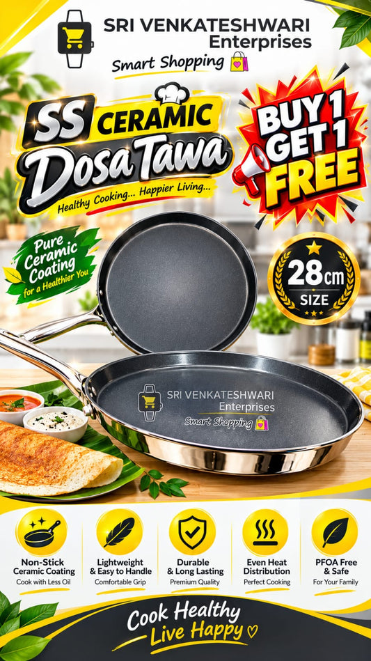 Ss Ceramic Dosa Tawa (Buy 1 Get 1 Combo)